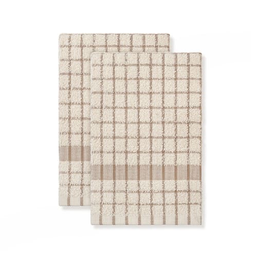 Cafe Kitchen Towel, 16x25, 2.2lbs/dz, Taupe/Natural Check